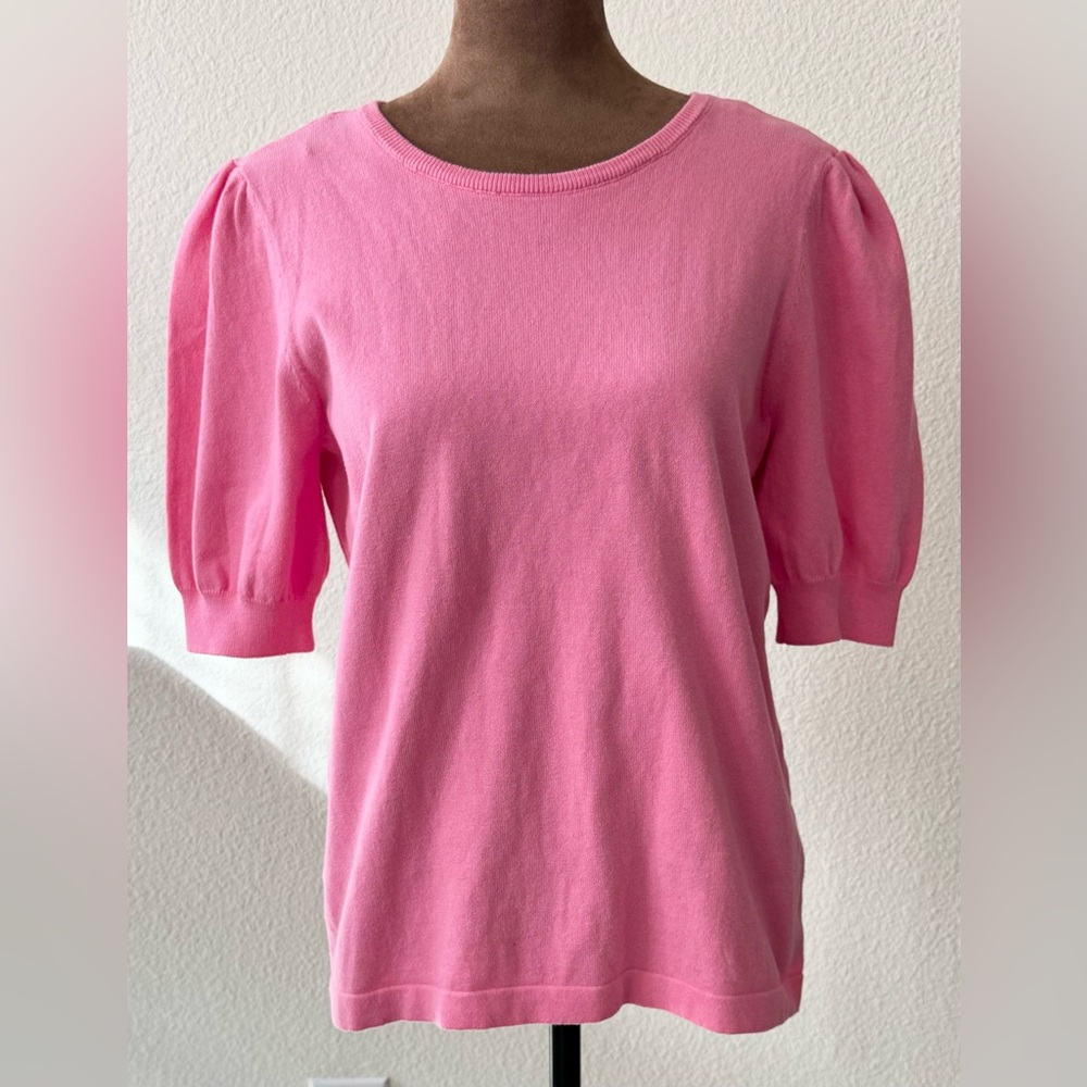 CeCe Vibrant Pink Puff Sleeve Blouse